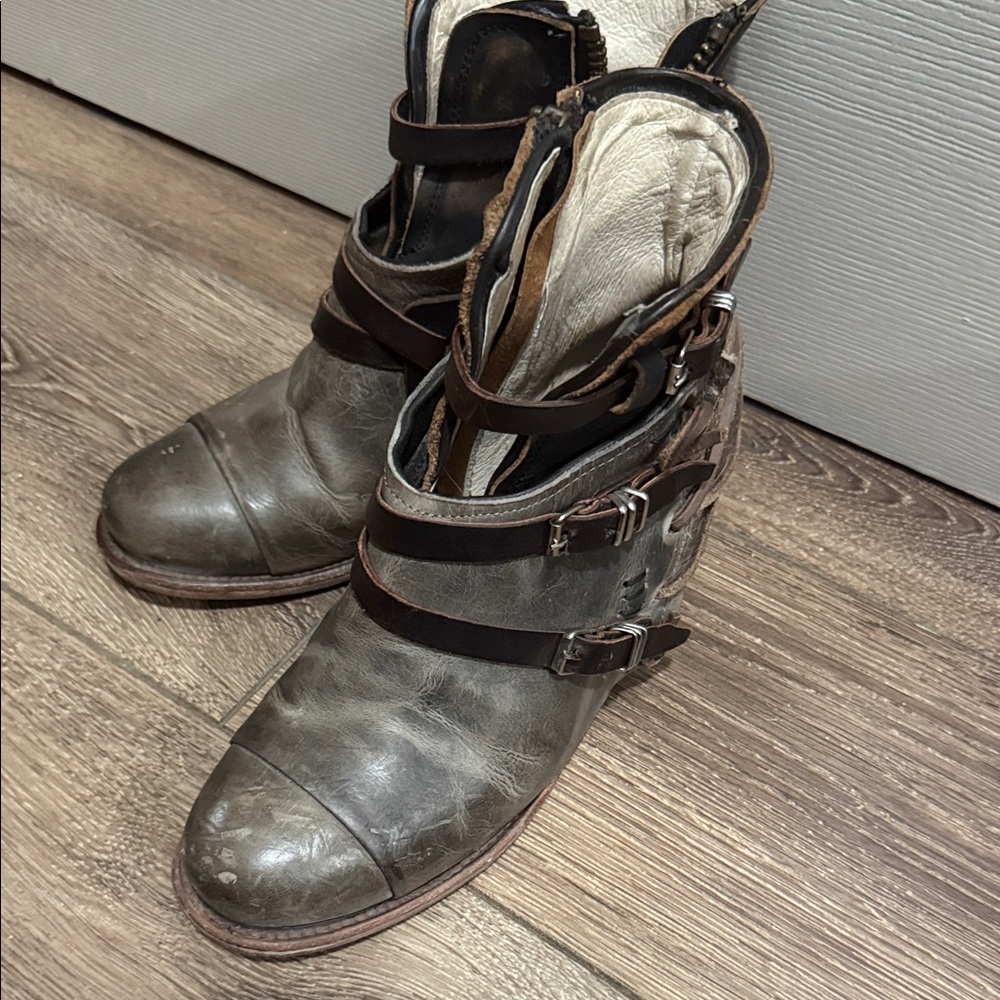 Freebird by Steven Distressed Brown Leather Moto Boots